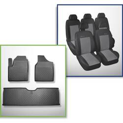 Conjunto: tapetes TPE + capas feitas sob medida para Ford Galaxy I, II Minivan (1995-05.2006) - Elegance P-2 - 5 lugares; sem terceira fileira