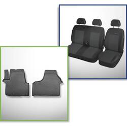 Conjunto: tapetes TPE + capas feitas sob medida para Opel Vivaro II BUS Furgon (09.2014-02.2019) - Elegance P-1 - versão curta e longa; van, uso comercial e pessoal, versão de passageiros; apenas assentos dianteiros