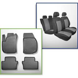 Conjunto: tapetes TPE + capas feitas sob medida para Opel Zafira B Minivan (05.2005-2011) - Elegance P-2 - 5 lugares; sem terceira fileira