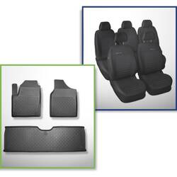 Conjunto: tapetes TPE + capas feitas sob medida para Seat Alhambra Van (1996-08.2010) - Elegance P-4 - 5 lugares; sem terceira fileira; 5 assentos