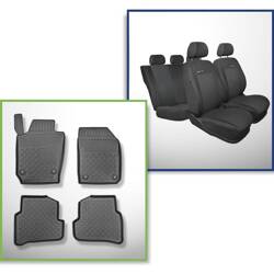 Conjunto: tapetes TPE + capas feitas sob medida para Skoda Fabia III Hatchback (11.2014-08.2021) - Elegance P-3 - segunda fileira - apoio bipartido