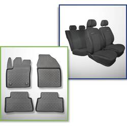 Conjunto: tapetes TPE + capas feitas sob medida para Toyota C-HR SUV (01.2017-2019) - Elegance P-1 - também com tração híbrida