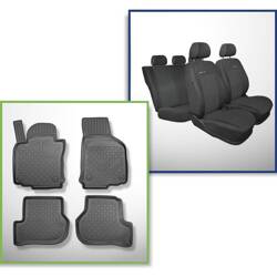 Conjunto: tapetes TPE + capas feitas sob medida para Volkswagen Jetta V Sedan (08.2005-2010) - Elegance P-1 - não há capa para o apoio de braços traseiro