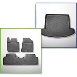 Conjunto: tapetes TPE + protetor de porta-malas para Kia Carens IV Minivan (04.2013-08.2019) - Aristar - Cool liner - 7 lugares; terceira fileira inclinada