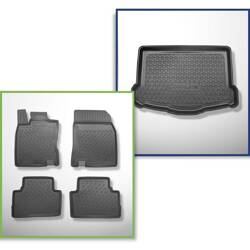 Conjunto: tapetes TPE + protetor de porta-malas para Nissan Qashqai II Crossover (02.2014-05.2021) - Aristar - Cool liner - compartimento de bagagem inferior com roda sobressalente temporária (base dupla removida do porta-malas)