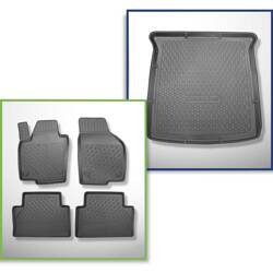 Conjunto: tapetes TPE + protetor de porta-malas para Seat Alhambra II Van (09.2010-03.2022) - Aristar - Cool liner - 7 lugares; terceira fileira inclinada