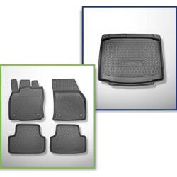 Conjunto: tapetes TPE + protetor de porta-malas para Skoda Karoq SUV (11.2017-....) - Aristar - Cool liner - parte inferior do porta-malas; com roda sobressalente provisória ou conjunto de reparação; sem base multifuncional