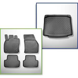 Conjunto: tapetes TPE + protetor de porta-malas para Skoda Karoq SUV (11.2017-....) - Aristar - Guardliner - parte inferior do porta-malas; com roda sobressalente provisória ou conjunto de reparação; sem base multifuncional