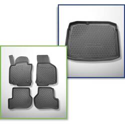 Conjunto: tapetes TPE + protetor de porta-malas para Volkswagen Golf V Hatchback (10.2003-2008) - Aristar - Cool liner - com roda sobressalente provisória ou conjunto de reparação