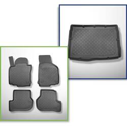 Conjunto: tapetes TPE + protetor de porta-malas para Volkswagen Golf VI Hatchback (09.2008-09.2012) - Aristar - Guardliner - com roda sobressalente completa e/ou 4WD (4 Motion)