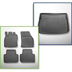 Conjunto: tapetes TPE + protetor de porta-malas para Volkswagen Golf VII Minivan (05.2014-12.2020) - Aristar - Cool liner - para a parte inferior e superior do porta-malas