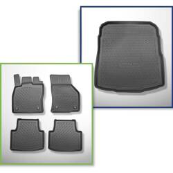 Conjunto: tapetes TPE + protetor de porta-malas para Volkswagen Passat B8 Sedan (12.2014-12.2021) - Aristar - Cool liner - compartimento de bagagem de fundo: com roda sobressalente temporária ou conjunto de reparação