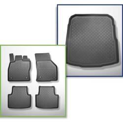 Conjunto: tapetes TPE + protetor de porta-malas para Volkswagen Passat B8 Sedan (12.2014-12.2021) - Aristar - Guardliner - compartimento de bagagem de fundo: com roda sobressalente temporária ou conjunto de reparação