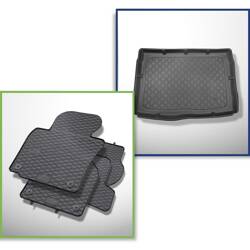 Conjunto: tapetes de borracha + protetor de porta-malas para Volkswagen Golf VI Hatchback (09.2008-09.2012) - Guardliner - com roda sobressalente completa e/ou 4WD (4 Motion)