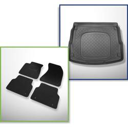 Conjunto: tapetes de feltro + capas feitas sob medida para Audi A8 D4 (01.2010-09.2013) - versão longa; com roda sobressalente provisória / conjunto de reparação; também para a versão Quattro