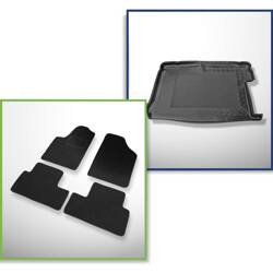 Conjunto: tapetes de feltro + capas feitas sob medida para Citroen Berlingo I Multi Space (1998-2007) - 5 lugares; com modubox