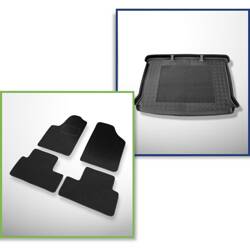 Conjunto: tapetes de feltro + capas feitas sob medida para Citroen Berlingo I Multi Space (1998-2007) - 5 lugares; sem modubox; segunda fileira de assentos movida para a frente