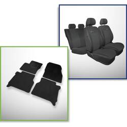 Conjunto: tapetes de veludo (5-lugares) + capas feitas sob medida para Ford Transit Connect II Van (2014-2020) – Elegance P-1