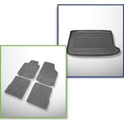 Conjunto: tapetes de veludo + capas feitas sob medida para Audi A2 I 8Z (1999-2005) - parte inferior do porta-malas; com roda sobressalente completa