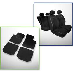 Conjunto: tapetes de veludo + capas feitas sob medida para Audi A3 8L Hatchback (1996-2003) – Premium preto