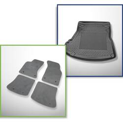 Conjunto: tapetes de veludo + capas feitas sob medida para Audi A4 I B5 (1995-10.2001) - banco traseiro dobrável; sem CD/navegação à esquerda