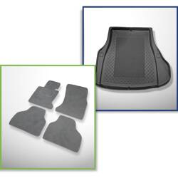 Conjunto: tapetes de veludo + capas feitas sob medida para BMW Série 7 E65 (09.2001-2008) - versão standard e longa