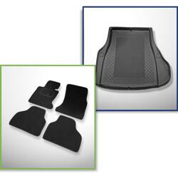 Conjunto: tapetes de veludo + capas feitas sob medida para BMW Série 7 E66 (09.2001-2008) - versão standard e longa