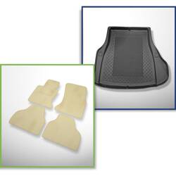 Conjunto: tapetes de veludo + capas feitas sob medida para BMW Série 7 E66 (09.2001-2008) - versão standard e longa