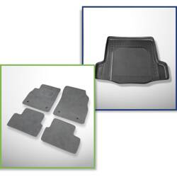 Conjunto: tapetes de veludo + capas feitas sob medida para Chevrolet Cruze (05.2009-2011) - com roda sobressalente provisória