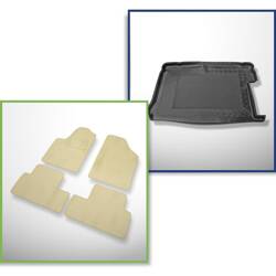 Conjunto: tapetes de veludo + capas feitas sob medida para Citroen Berlingo I Multi Space (1998-2007) - 5 lugares; com modubox