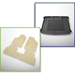 Conjunto: tapetes de veludo + capas feitas sob medida para Citroen Berlingo I Multi Space (1998-2007) - 5 lugares; sem modubox; segunda fileira de assentos movida para a frente