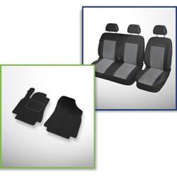 Conjunto: tapetes de veludo + capas feitas sob medida para Citroen Berlingo II Van (2008-2018) – Elegance P-2 - apenas assentos dianteiros - bancos múltiplos