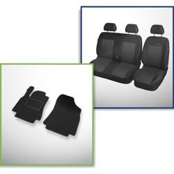 Conjunto: tapetes de veludo + capas feitas sob medida para Citroen Berlingo II Van (2008-2018) – Elegance P-3 - apenas assentos dianteiros - bancos múltiplos