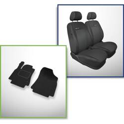 Conjunto: tapetes de veludo + capas feitas sob medida para Citroen Berlingo II Van (2008-2018) – Elegance P-3 - apenas assentos dianteiros - dois individuais