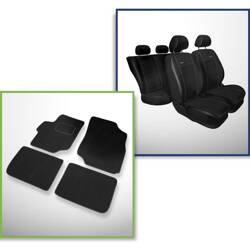 Conjunto: tapetes de veludo + capas feitas sob medida para Citroen C-Elysee Sedan (2012-2021) – Premium preto