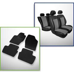 Conjunto: tapetes de veludo + capas feitas sob medida para Citroen C4 I Hatchback (2004-2010) – Premium cinza