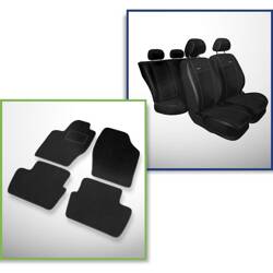 Conjunto: tapetes de veludo + capas feitas sob medida para Citroen C4 I Hatchback (2004-2010) – Premium preto