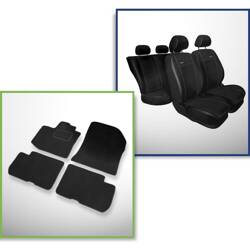 Conjunto: tapetes de veludo + capas feitas sob medida para Dacia Lodgy Van (2012-2017) – Premium preto