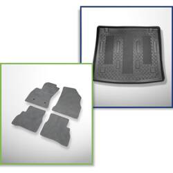 Conjunto: tapetes de veludo + capas feitas sob medida para Fiat Doblo II (2010-2022) - 7 lugares (possibilidade de abrir orifícios para a montagem de assentos na terceira fileira)