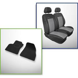 Conjunto: tapetes de veludo + capas feitas sob medida para Fiat Fiorino Van (2009-2011) – Elegance P-2 - apenas assentos dianteiros