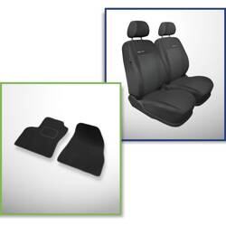 Conjunto: tapetes de veludo + capas feitas sob medida para Fiat Fiorino Van (2009-2011) – Elegance P-3 - apenas assentos dianteiros