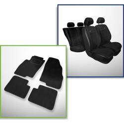 Conjunto: tapetes de veludo + capas feitas sob medida para Fiat Grande Punto Hatchback, Van (2005-2012) – Premium preto