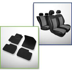 Conjunto: tapetes de veludo + capas feitas sob medida para Fiat Sedici Crossover (2006-2014) – Premium cinza