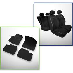 Conjunto: tapetes de veludo + capas feitas sob medida para Fiat Sedici Crossover (2006-2014) – Premium preto