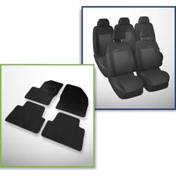 Conjunto: tapetes de veludo + capas feitas sob medida para Ford C-MAX Minivan (2003-2010) – Elegance P-3