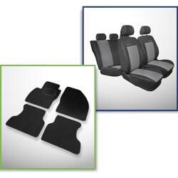 Conjunto: tapetes de veludo + capas feitas sob medida para Ford Focus II Hatchback, Kombi, Sedan (2005-2010) – Elegance P-2