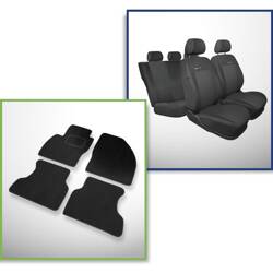 Conjunto: tapetes de veludo + capas feitas sob medida para Ford Focus II Hatchback, Kombi, Sedan (2005-2010) – Elegance P-3