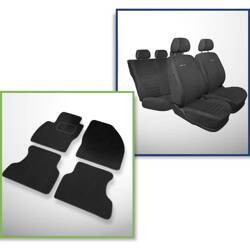 Conjunto: tapetes de veludo + capas feitas sob medida para Ford Focus II Hatchback, Kombi, Sedan (2005-2010) – Elegance P-4