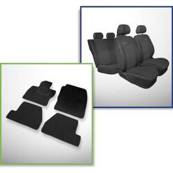 Conjunto: tapetes de veludo + capas feitas sob medida para Ford Focus III Hatchback, Kombi, Sedan (2011-2018) – Elegance P-1 - capa para apoio de braços traseiro