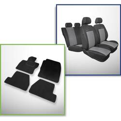 Conjunto: tapetes de veludo + capas feitas sob medida para Ford Focus III Hatchback, Kombi, Sedan (2011-2018) – Elegance P-2 - não há capa para o apoio de braços traseiro